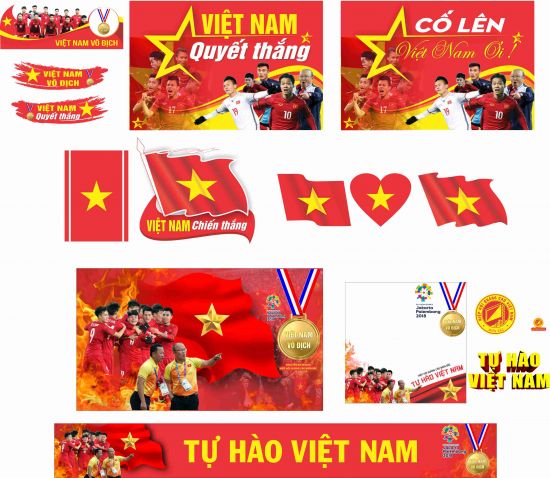 Backdrop vector cổ vũ đội tuyển U23 Việt nam file corel cdr